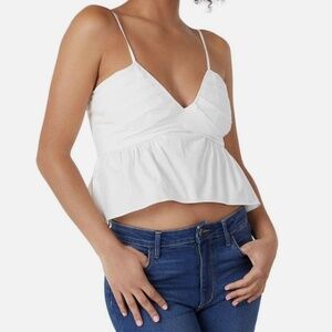BCBGMaxAzria  2UX8T4 Off White Ruffled Peplum Camisole NWT